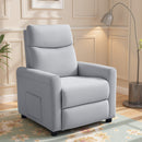 Poltrona Reclinabile 135° Max 73x86x100 cm in Tessuto Effetto Lino Schiuma Acciaio e Legno Grigio Chiaro      
