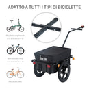 Rimorchio Carrello per Bicicletta Porta Oggetti in Acciaio 144x59x80 cm 