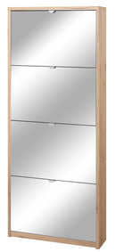Scarpiera 4 Ante con Specchio 63x154x18 cm Rovere Naturale