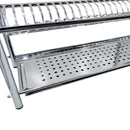 Scolapiatti Fisso da Appoggio in Acciaio Inox 80 cm con Vaschetta Raccogli Gocce