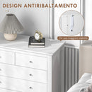 Cassettiera a 5 Cassetti 79x39,5x80,5 cm in Legno Bianco   