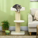Tiragraffi per Gatti 45x45x91 cm con Lettino Rivestimento Peluche e Palo in Sisal Crema      