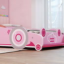 Letto per Bambini da 3-5 Anni 140x70 cm a Forma di Macchina con Sponde Rialzate di Sicurezza Rosa      
