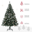 Albero di Natale Artificiale Innevato 150 cm 676 Rami con Pigne Apertura Automatica Verde