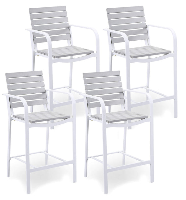 acquista Set mit 4 Kraus Modigliani Barhockern aus weißem und grauem Aluminium, 55,5 x 54,5 x 107 cm