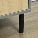 Credenza 6 Ripiani 2 Ante 76x40x179 cm in Truciolato Grigio e Rovere