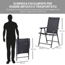 Set 2 Sedie da Giardino 58x64x94 cm Pieghevoli con Braccioli in Metallo e Texteline Nero      