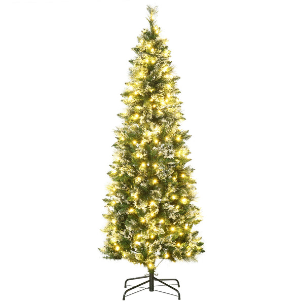 Albero di Natale Artificiale Innevato 180 cm 618 Rami 240 Luci LED Verde sconto