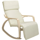 Sedia a Dondolo Poltrona Relax Cotone Beige Schienale e Poggiapiedi Regolabile