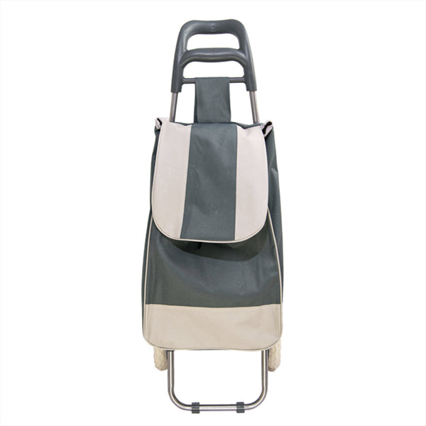 sconto Trolley Einkaufswagen mit Rädern aus grauem Polyester