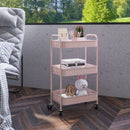 Carrello da Cucina a 3 Livelli 45x30,6x79 cm in Acciaio Rosa  