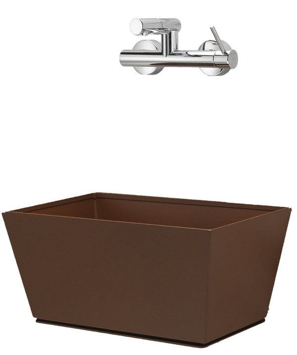 acquista Fontana a Parete da Giardino con Miscelatore e Vasca Belfer 42/PRQM Ruggine