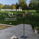 Lampada Solare da Esterno in stile Boho 45x45x178 cm in Rattan PE e Acciaio Nero e Giallo  