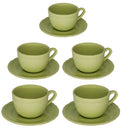 Set 5 Tazze da The con Piattino Ø9,5xh7 cm in Gres Porcellanato Juliet Verde Pastello      