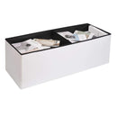 Baule Cassapanca Pouf Contenitore con Coperchio Imbottito in Similpelle Bianco