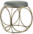 Sgabello Tondo Ø40x46 cm in Ferro e Velluto Soriani Grigio