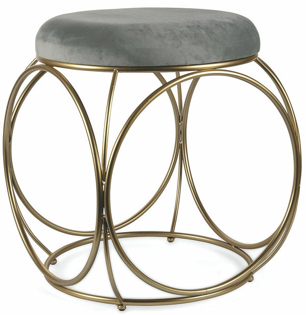 online Runder Hocker Ø40x46 cm aus Eisen und grauem Soriani-Samt