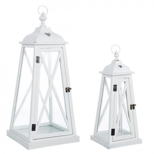 Set 2 Lanterne Cross Cuore Piramide Bia in Metallo