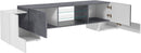 Mobile TV 4 Ante 190x35/45x45 cm Pillon Bianco Lucido e Ardesia
