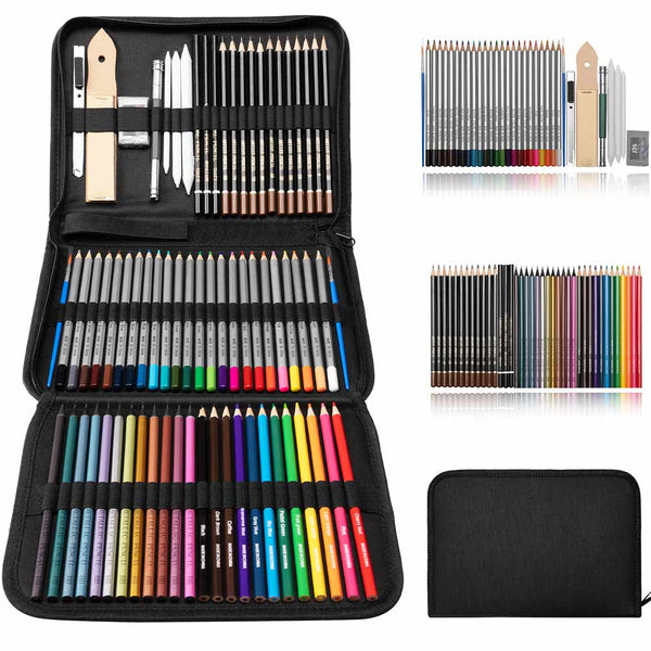 acquista Kit Matite Colorate 73 Pezzi Artista Schizzo e Disegno Professionale Portatile