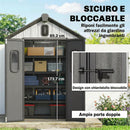 Capanno Box da Giardino 160x98x217 cm Doppie Porte Bloccabili in Plastica Grigio      