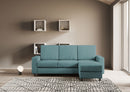 Divano 3 Posti con Pouf 208x155x85 cm Sakar in Tessuto Petrolio
