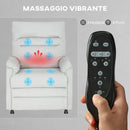 Poltrona Reclinabile con Riscaldamento, 8 Punti Massaggio e 5 Modalità 82x99x106 cm in Tessuto Effetto Velluto Grigio Chiaro   