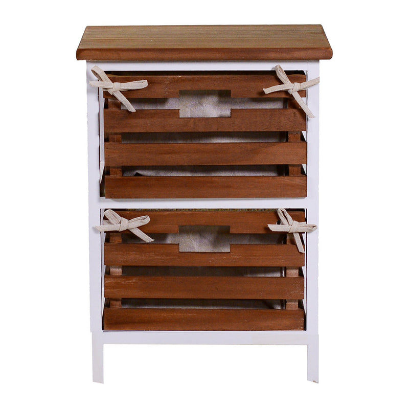Cassettiera 2 Cassetti in Legno 35x27x47cm Atena Noce e Bianca