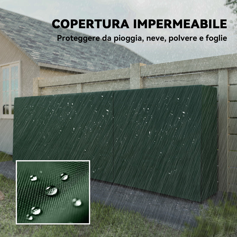 Portalegna Regolabile 300x36x99 cm con Telo Impermeabile in PE e Metallo Nero e Verde Scuro      