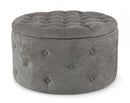 Pouf Contenitore Porta Scarpe Ø 70x40 cm Ernestine in Tessuto Grigio