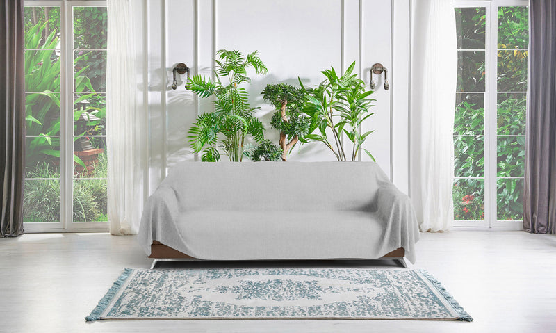 Telo Arredo Coprittutto Copridivano in Cotone Grigio Chiaro