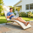 Lettino Sdraio a S da Esterno 175x57x80 cm con Cuscino in Rattan PE e Acciaio Crema      