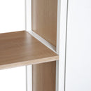 Libreria 6 Ripiani con 2 Cassetti e Armadietto in Acciaio e Legno Bianco e Rovere 100x35x180 cm 
