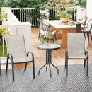 Set 3 Pezzi da Giardino 2 Sedie da Giardino 54x71x93 cm e Tavolino Rotondo Ø60x71 cm in Acciaio Grigio      