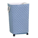 Cesto Portabiancheria in tessuto azzurro rettangolare con rotelle cm 40x30xh70