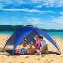 Tenda da Spiaggia Pop Up con Corde e Paletti in Poliestere Blu 