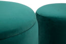Puff Contenitore Lines Coppia Verde Ø35x42-30x32 cm in Legno e Spugna e in Ferro e Poliestere Verde