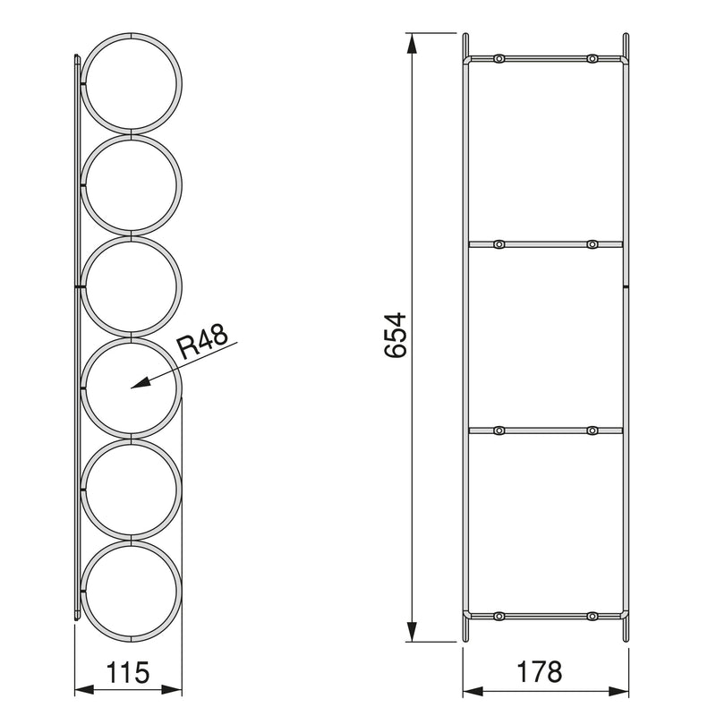 Portabottiglie per Mobili 6 Bottiglie in Acciaio Emuca Cromato