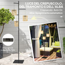 Lampada Solare da Esterno in stile Boho 45x45x178 cm in Rattan PE e Acciaio Nero e Giallo  