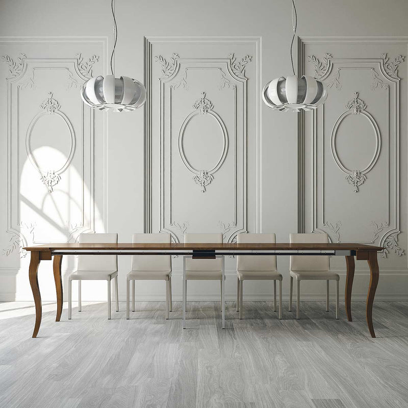 Consolle Allungabile in Legno H77x45x92/305cm Bassano Noce Classica