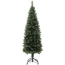 Albero di Natale Innevato Slim 150 cm 395 Rami con Pigne in Plastica e Acciaio Verde  