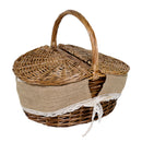 Cestino Pic-nic francesca in vimini fodera juta ovale cm 41x32xh19/24/37