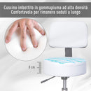 Sgabello per Parrucchieri con Schienale in Similpelle  Bianco