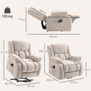 Poltrona Elettrica Alzapersona Reclinabile 150° 93x104x100 cm con Seduta Ampia Massaggiante e Riscaldata in Velluto Beige      