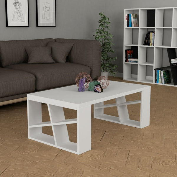 Tavolino da Soggiorno 105x60x40 cm in MDF Honey Bianco acquista