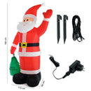 Gonfiabile Babbo Natale con Sacco 110x180x60 cm con 3 LED da Esterno in Poliestere      