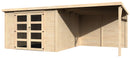 Casetta Box da Giardino per Attrezzi 5,79x3,08m Senza Pavimento con Tettoia in Legno Abete 28mm Delices