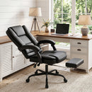 Sedia da Ufficio Ergonomica 65x67x112-122 cm Reclinabile 150° con Poggiapiedi in Cotone e Metallo Nero      