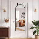 Specchio da Parete e Porta ad Arco 40x110 cm con Ganci e Cornice in Lega di Alluminio e Vetro Temperato Nero      