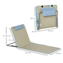 Set 2 Sdraio da Spiaggia 53x124x35-45 cm con Schienale Regolabile e Poggiatesta Beige e Azzurro   